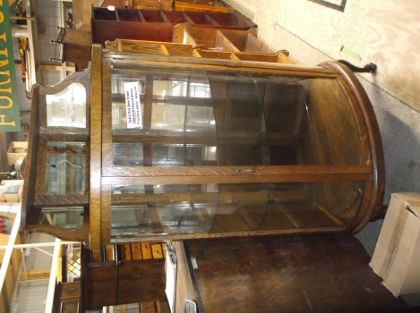 Solid Oak CORNER Bow Front China Cabinet