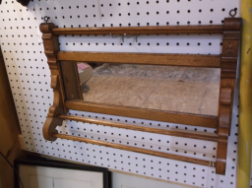 Oak Towel Bar with Mirror