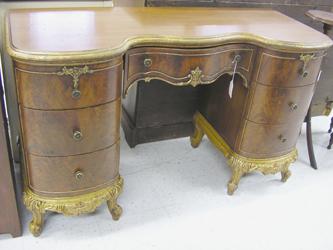 Crotch Mahogan Student Desk Restored BEFORE