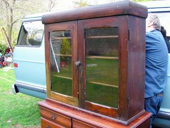 Early Pine Hanging Cupboard, stripped and refinished.