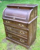 Small Oak Cylinder Roll Top Desk