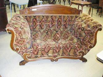 Oak Framed Folding Arm Loveseat Stripped, Refinished & Reupholstered