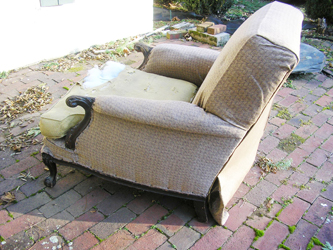 Circa 1940's Arm Chair, repaired and reupholstered