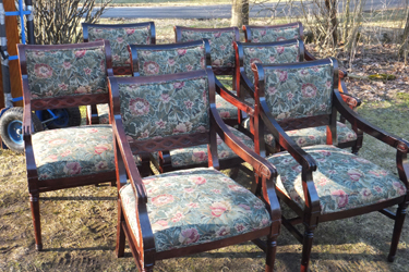 Restaurant chairs, refinished and reupholstered