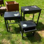 Set of 3 Black Lacquer Nesting Tables